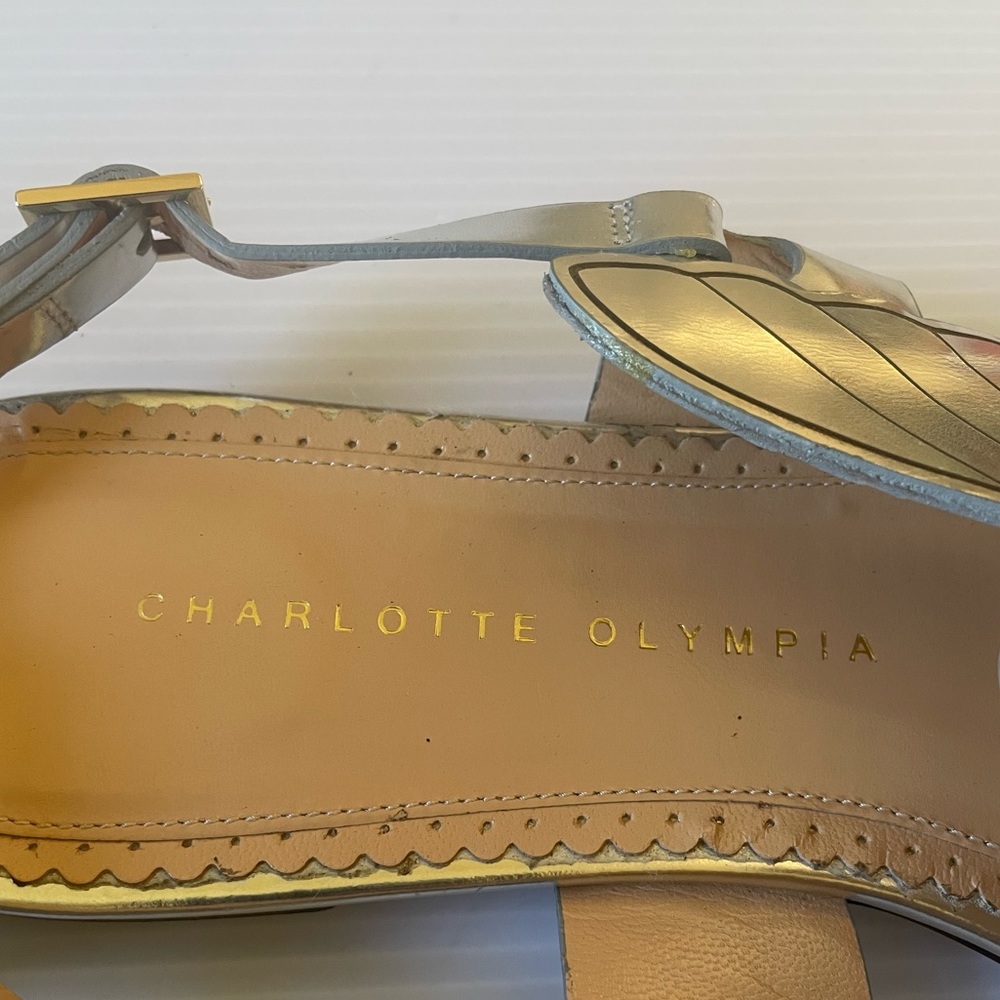 Charlotte Olympia High Spirit RARE Eagle Silver Flats Size 10.5 - Picture 6 of 7